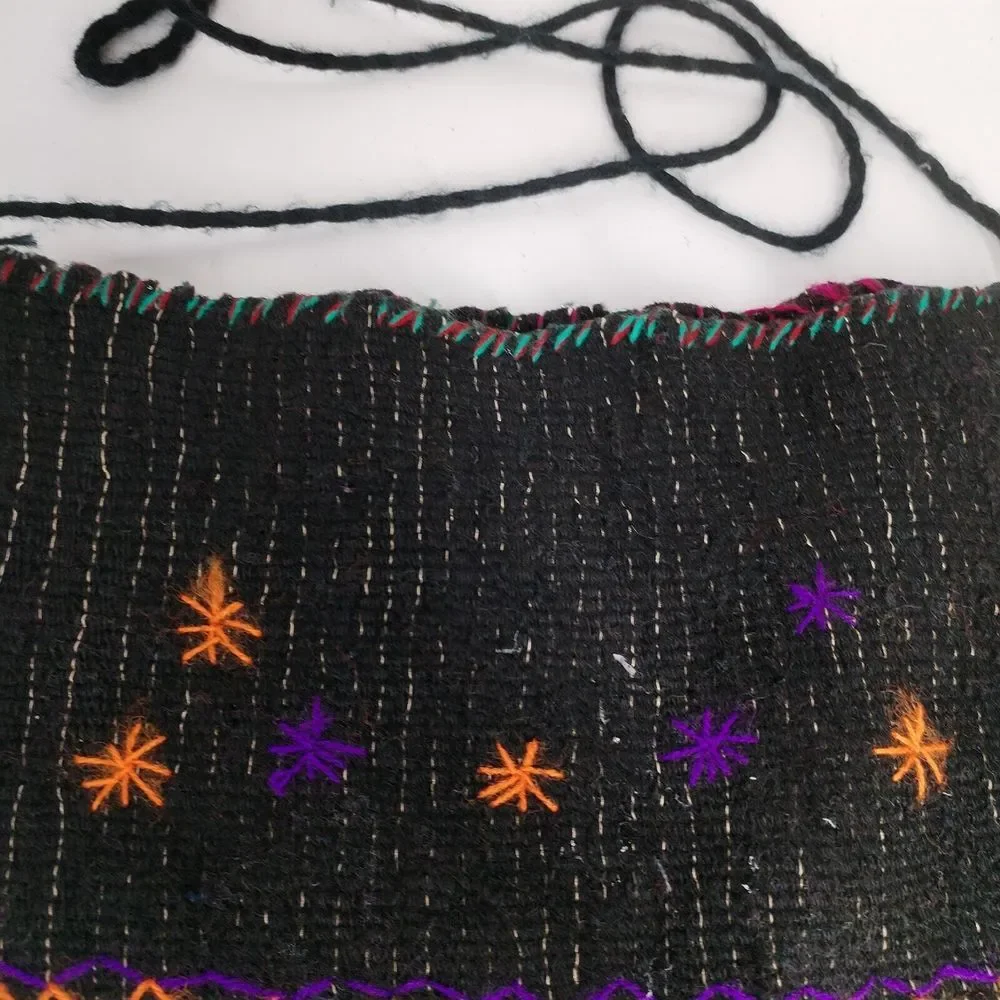 Hand Sewn Boho Bag Made In Mexico Black Multicolored Stars Hippie Boho Tribal‎